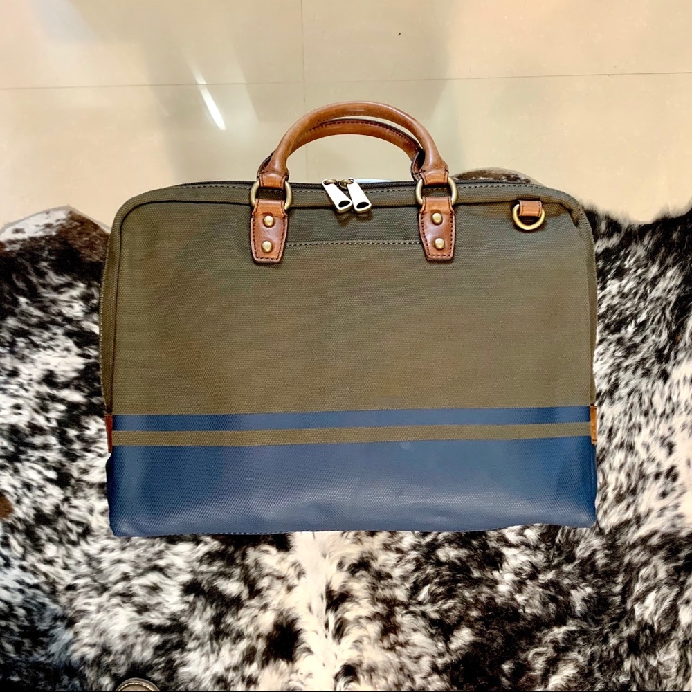 Fossil Laptop Canvas/Leather Briefcase Crossbody